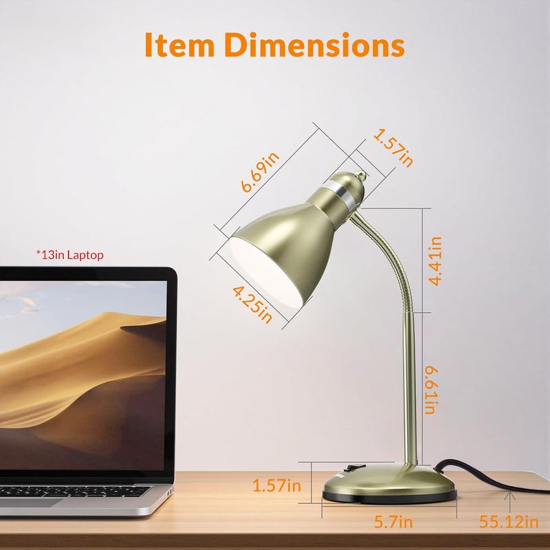 Le Power Metal Desk Lamp, Adjustable Goose Neck Table Lamp, Eye-Caring Study Desk Lamps for Bedroom, Study Room and Office (Bronze) - Image 2