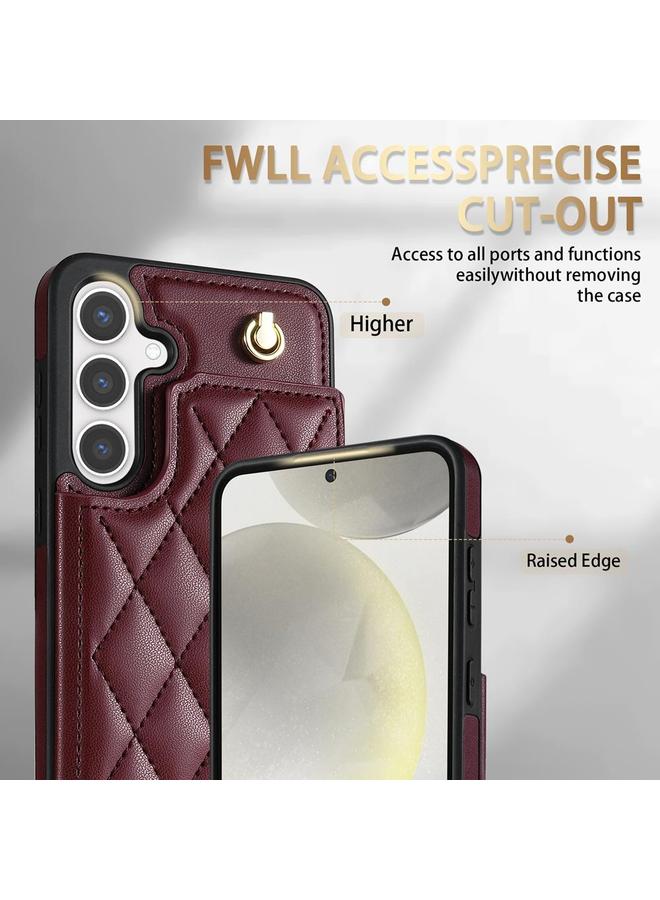 اس-توب جراب لهاتف Samsung Galaxy S24 5G مع فتحات بطاقات مزدوجة على شكل معين مع حبل - Image 4