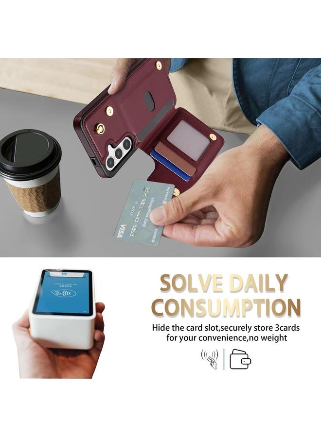 اس-توب جراب لهاتف Samsung Galaxy S24 5G مع فتحات بطاقات مزدوجة على شكل معين مع حبل - Image 5