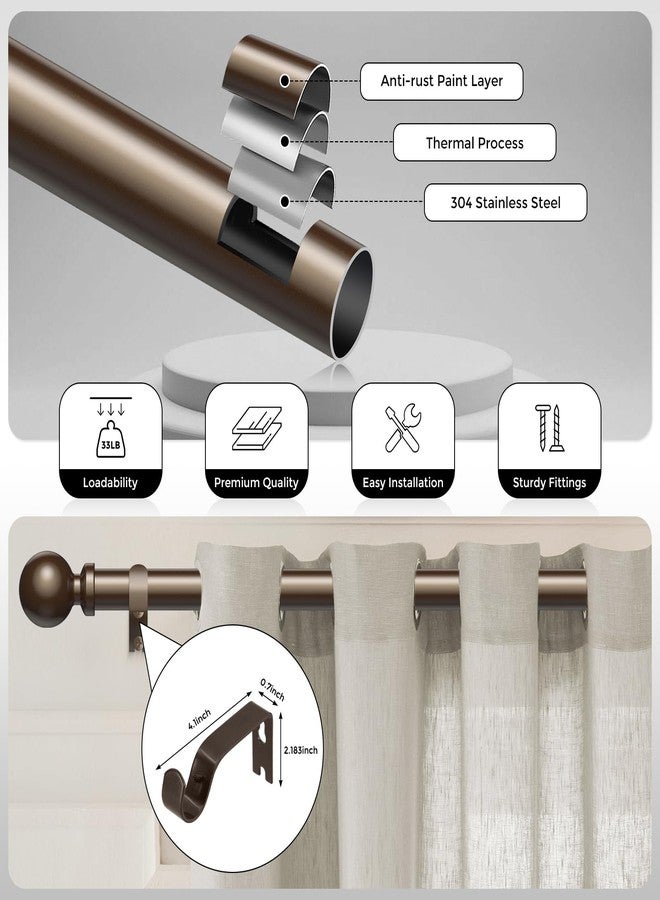 Wolistsa Bronze Extra Long Curtain Rods for Windows 120 to 170 Inch, Adjustable Heavy Duty 1" Diameter Decorative Curtain Rod with Round Finials, Modern Easy Install Extendable Metal Drapery Pole Set - Image 5