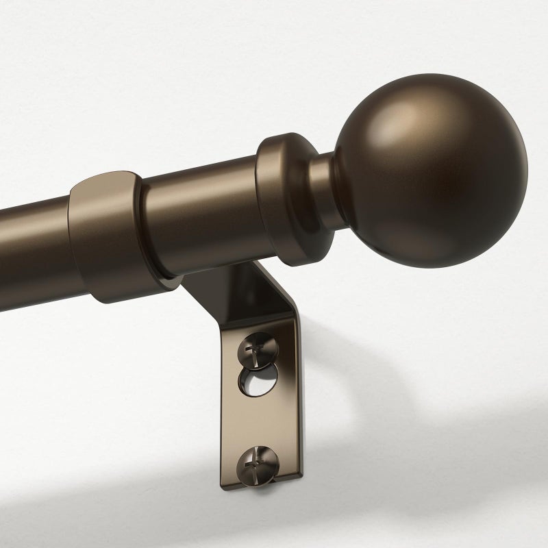 Wolistsa Bronze Extra Long Curtain Rods for Windows 120 to 170 Inch, Adjustable Heavy Duty 1" Diameter Decorative Curtain Rod with Round Finials, Modern Easy Install Extendable Metal Drapery Pole Set - Image 1