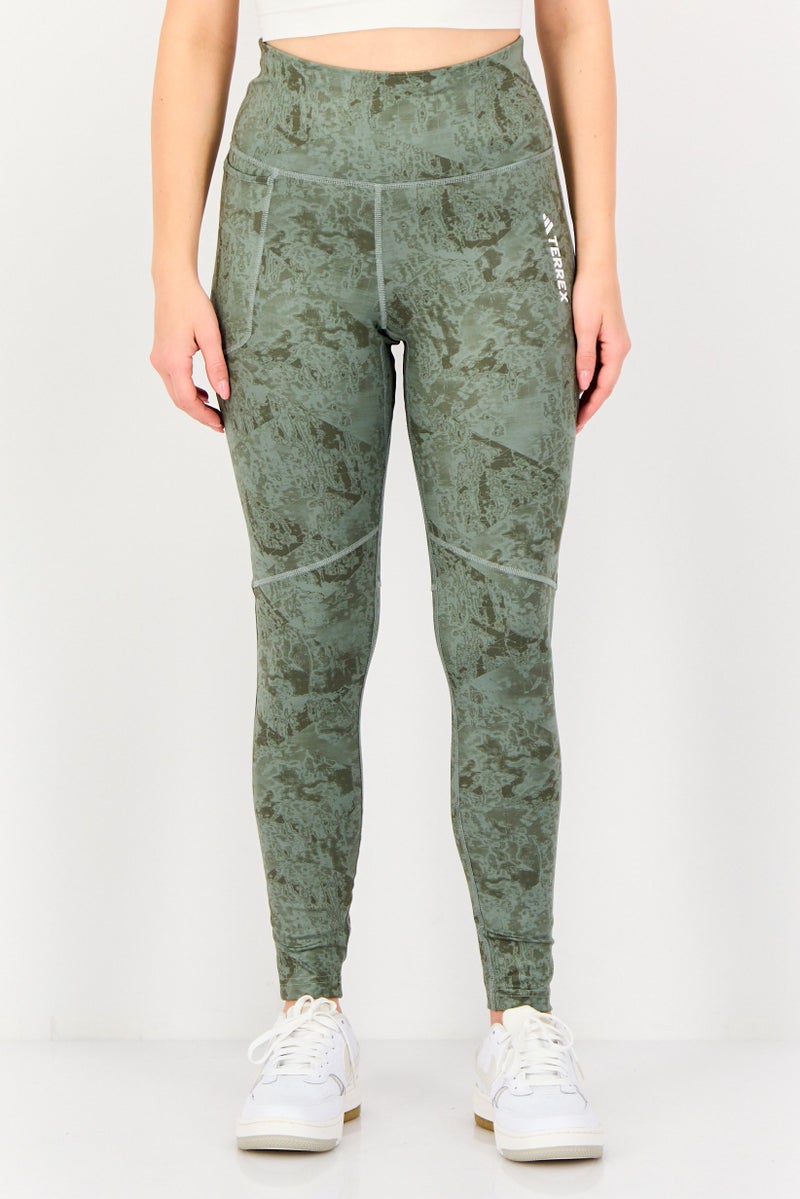 Adidas Women Tight Fit Brand Logo Training Leggings, Sage Green - Image 1