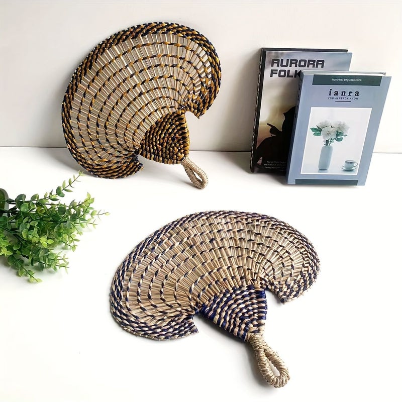 Blue Handcrafted Horn Shaped Fan 35x33 - Image 4