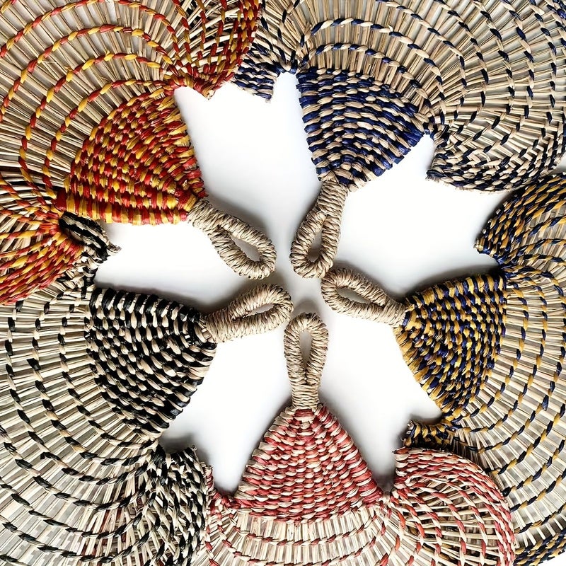 Blue Handcrafted Horn Shaped Fan 35x33 - Image 5