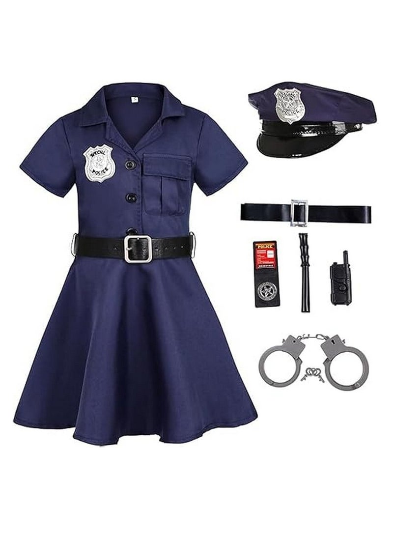 RATSAW Girls Police Costume Costumes for Kids Role Play Kit with Gift Accessories Suitable for Children 100-130cm - Image 1