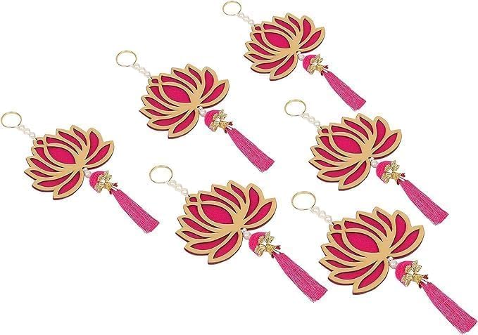 MAPPA Handmade Lotus Wall Hanging Set of 6 (Pink Raani) | Traditional Jhumki Style Decorative Hangings | Home Décor, Temple, Diwali & Wedding Decoration | Premium Export Quality Craft - Image 1