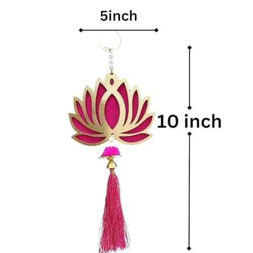 MAPPA Handmade Lotus Wall Hanging Set of 6 (Pink Raani) | Traditional Jhumki Style Decorative Hangings | Home Décor, Temple, Diwali & Wedding Decoration | Premium Export Quality Craft - Image 2