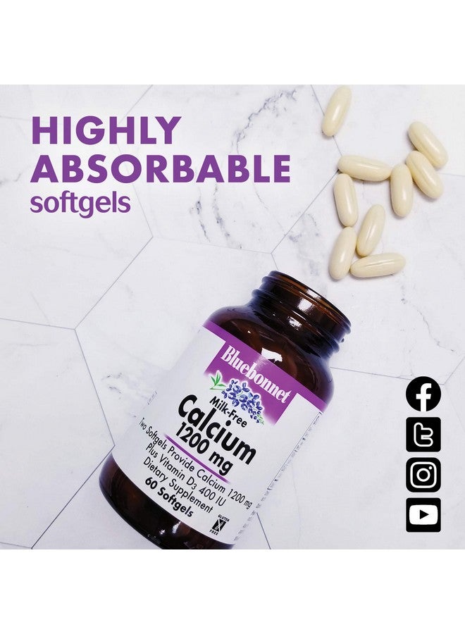 Bluebonnet مكمل غذائي خالي من الحليب كالسيوم 1200 ملجم بالإضافة إلى فيتامين د3 400 وحدة دولية فعالية عالية أقصى امتصاص عظام قوية وصحية ومكمل غذائي لدعم صحة المناعة خالٍ من الجلوتين خالي من منتجات الألبان 120 كبسولة هلامية - Image 4