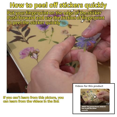 emmoolife 380 Pcs Pressed Flower Sticker Set Dried Flowers Themed Resin Journaling Stickers Floral Natural Botanical Fallen Leaves Decals for Scrapbook Supplies Bullet Junk Journal Bottles Planner Laptops - Image 2