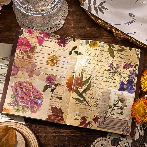 emmoolife 380 Pcs Pressed Flower Sticker Set Dried Flowers Themed Resin Journaling Stickers Floral Natural Botanical Fallen Leaves Decals for Scrapbook Supplies Bullet Junk Journal Bottles Planner Laptops - Image 5