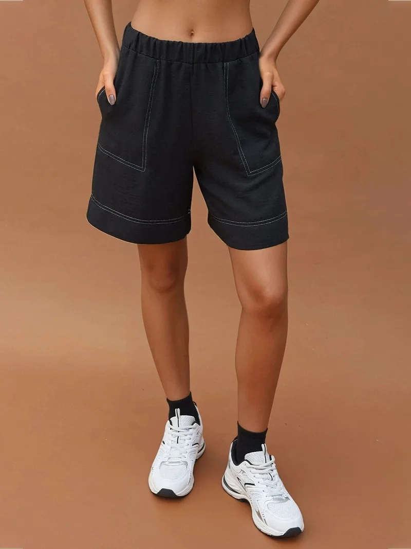 Hiccup Black Stitch Detail Relax Fit Co-ord Set for Women | Best Price UAE