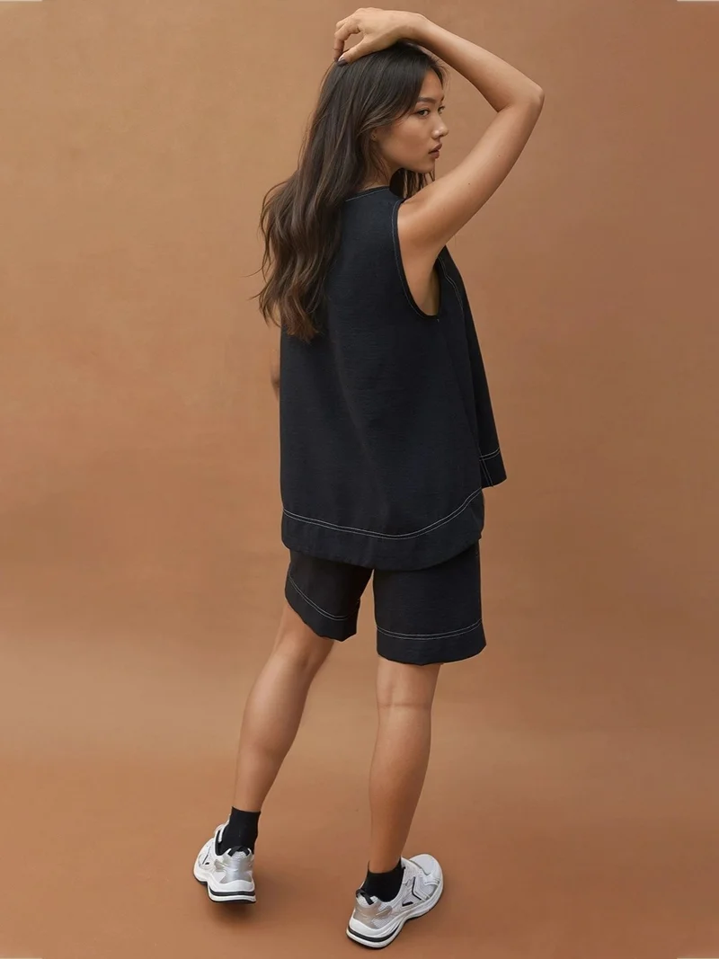 Hiccup Black Stitch Detail Relax Fit Co-ord Set for Women | Best Price UAE