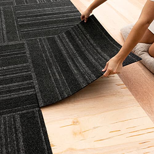 Mohawk Home 24" x 24" Indoor/Outdoor 0.25" Pile Height, Peel and Stick Carpet Tile, Black Polyester, (15 Tiles) (60 sqft/Box) - Image 1