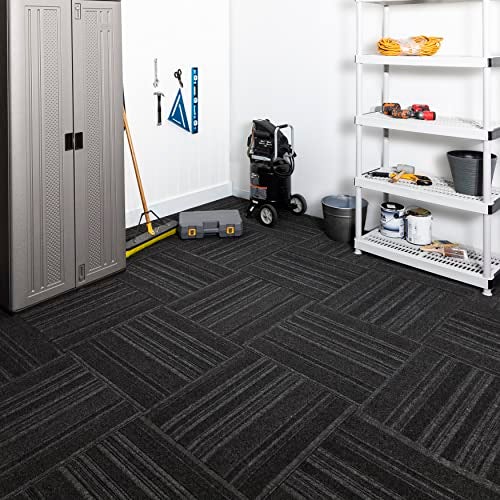 Mohawk Home 24" x 24" Indoor/Outdoor 0.25" Pile Height, Peel and Stick Carpet Tile, Black Polyester, (15 Tiles) (60 sqft/Box) - Image 5