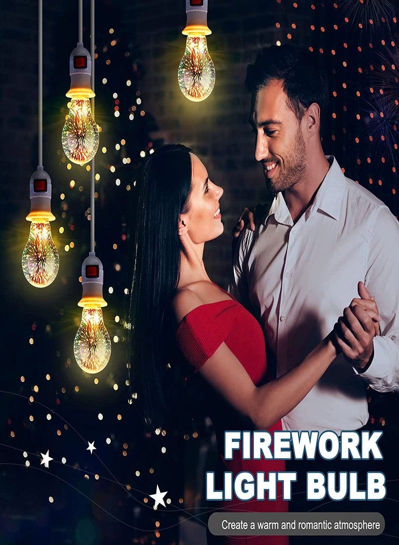 Zikra Firework Light Bulb, 3D Fireworks Effect LED Light Bulb Smart Bulbs Multicolor Decorative Ceiling Light Bulb for Party Bedroom Festival Home Disco, E27 4.5W, for Home, Party, Bedroom (2 PCS) - Image 2
