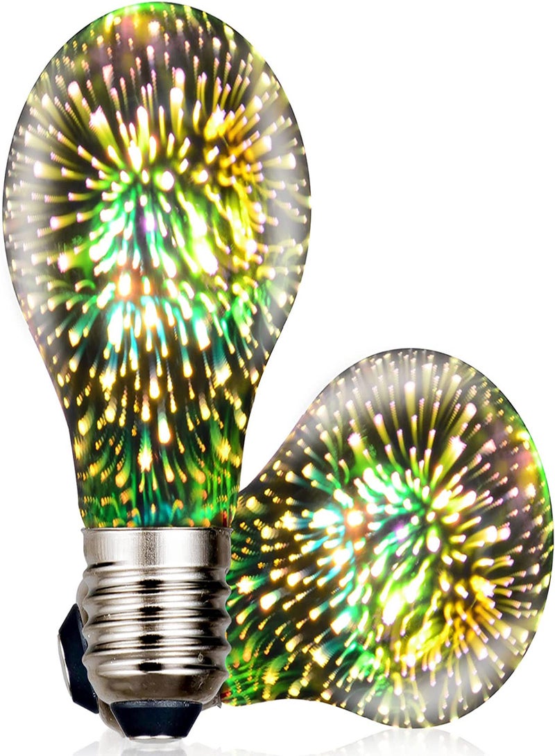 Zikra Firework Light Bulb, 3D Fireworks Effect LED Light Bulb Smart Bulbs Multicolor Decorative Ceiling Light Bulb for Party Bedroom Festival Home Disco, E27 4.5W, for Home, Party, Bedroom (2 PCS) - Image 1