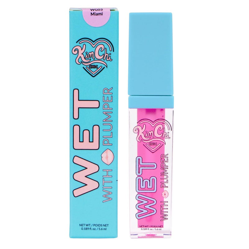 Kimchi Chic Beauty High Shine Wet Gloss Lip Plumping Lip Gloss, High Shine, Non-Sticky, Super Lightweight and Vegan Lip Gloss, Translucent Hot Pink, 03 Miami, 5.6ml - Image 1