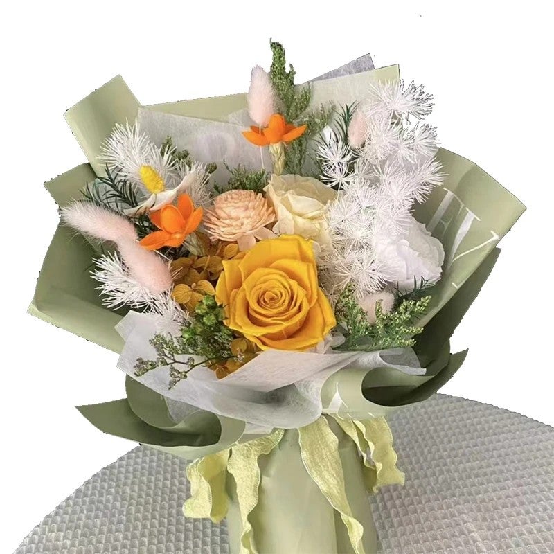 Bluejw Real Touch Preserved Rose Bouquet - Dried Flower Arrangement for Valentine's Day, Wedding, Bridal, & Home Decor - Includes Natural Dried Plants - Image 4
