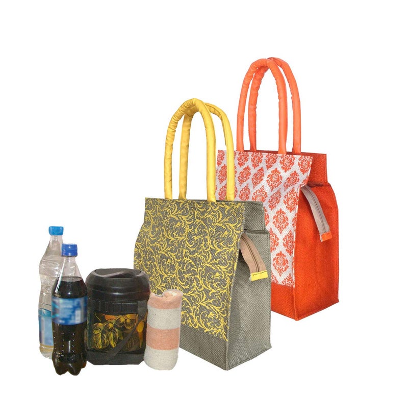 FOONTY Daily Use Women Jute Lunch Bags(Combo Of 2,Multicolor, 11 Liter) - Image 4