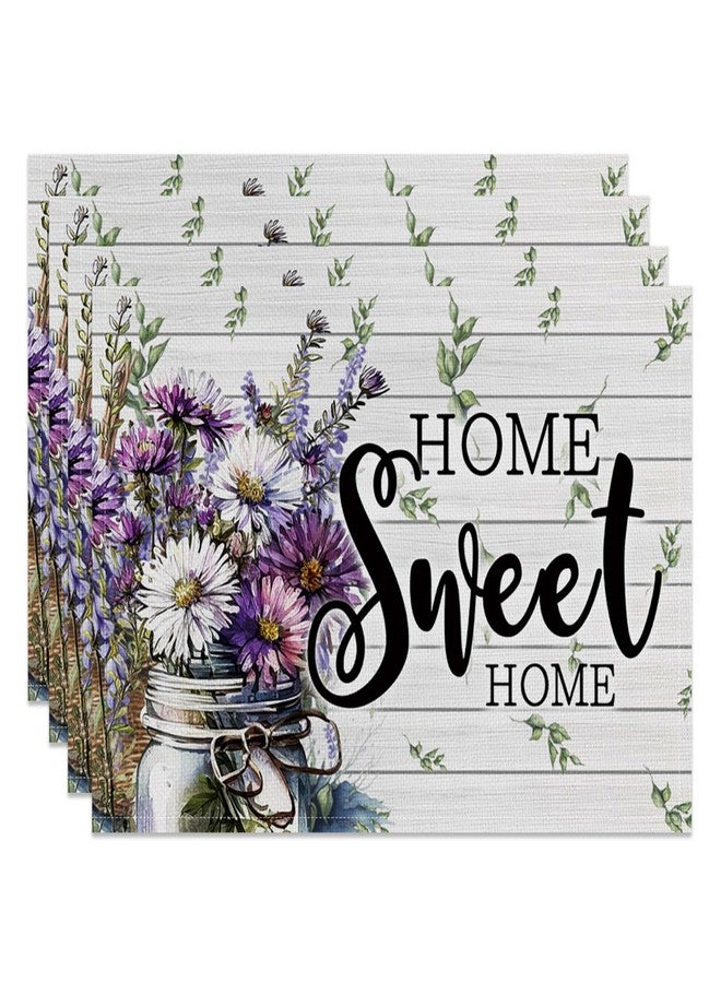 CSFOTO Housewarming Placemat Set of 4 Home Sweet Home Watercolor Wildflower Spring Farmhouse Kitchen Decorative Placemat 18x12 Inch Vintage Plank Vase Placemat for Outdoor Party Table Decoration - Image 1