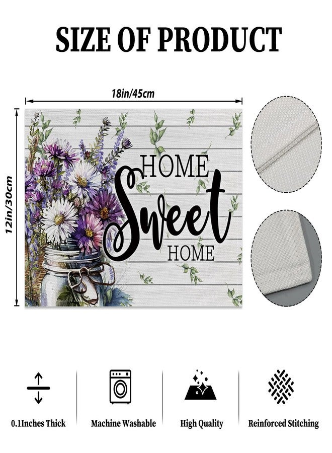 CSFOTO Housewarming Placemat Set of 4 Home Sweet Home Watercolor Wildflower Spring Farmhouse Kitchen Decorative Placemat 18x12 Inch Vintage Plank Vase Placemat for Outdoor Party Table Decoration - Image 3