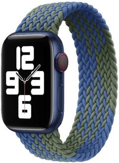1 x 45/42/44/49 mm Braided Fabric Rubber Band Strap for Apple Watch Class 8/1/2/3/4/5/6/7 (Medium, Blue & Grey)
