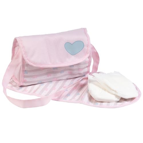 Adora Baby Doll Diaper Bag with Sturdy Straps Includes Changing Mat and 2 Doll Diapers Fits 13 Dolls Birthday Gift For Ages 3 Classic Pastel Pink - Image 1