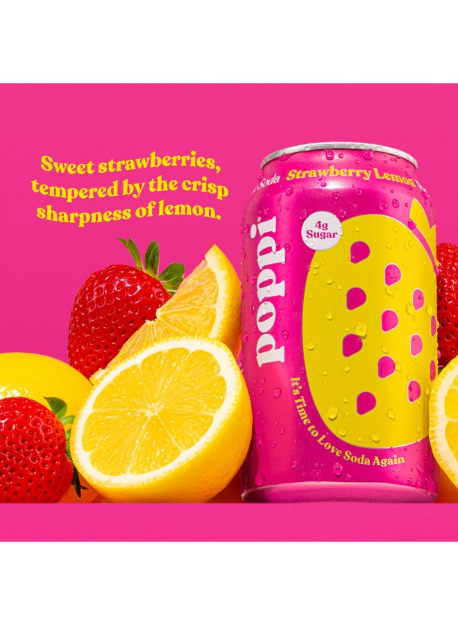 Poppi POPPI Sparkling Prebiotic Soda, Beverages w/Apple Cider Vinegar, Seltzer Water & Fruit Juice, Strawberry Lemon, 12oz (12 Pack) (Packaging May Vary) - Image 2