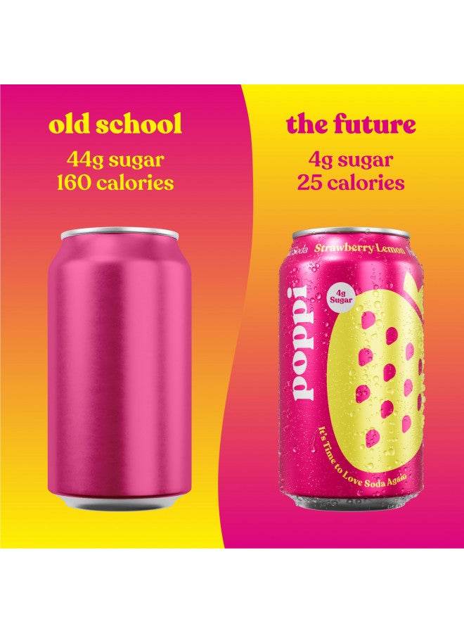 Poppi POPPI Sparkling Prebiotic Soda, Beverages w/Apple Cider Vinegar, Seltzer Water & Fruit Juice, Strawberry Lemon, 12oz (12 Pack) (Packaging May Vary) - Image 4
