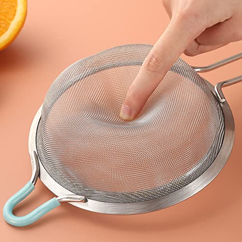 SUNWUKIN 304 Stainless Steel 3.15 inch Fine Mesh Strainers for Kitchen, Colander-Skimmer with Handle, Sieve Sifters for Food, Tea, Rice, Oil, Noodles, Fruits, Vegetable 3inch - Image 3