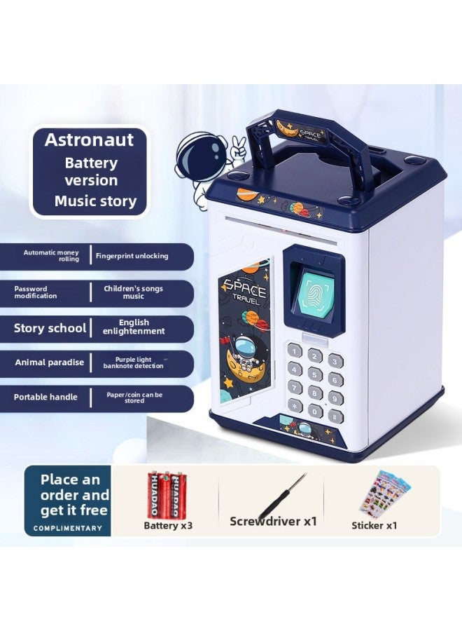2024 Boys And Girls Password Box Large Capacity Can Be Saved For Boys Astronauts Children's Savings Piggy Bank-Color:906 Blue Planet Cat—18 Major Function Face Recognition Automatic Door Opening—battery Version - Image 5
