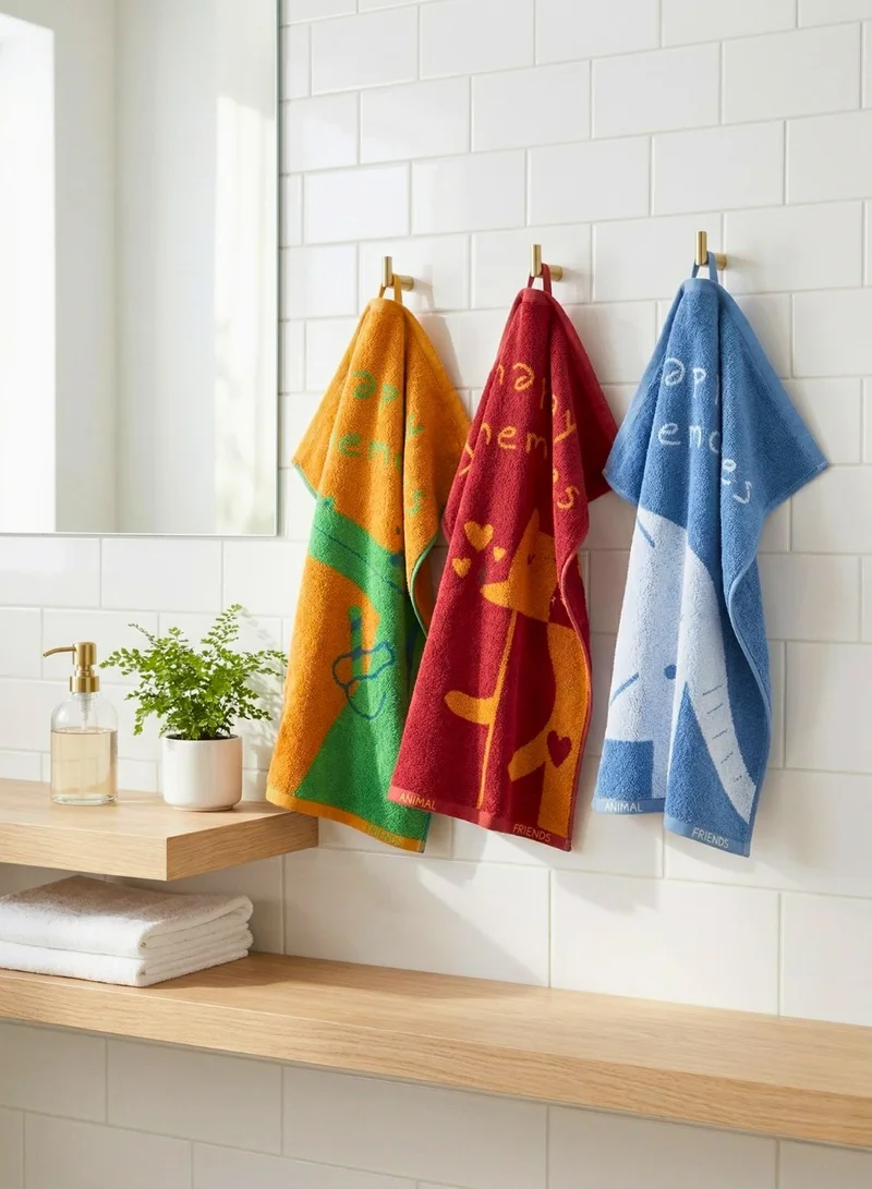 1 تشيس طقم مناشف يد للأطفال مكون من 3 قطع - مناشف وجه ناعمة وماصة مصنوعة من القطن بنسبة 100%، بتصميمات حيوانات مثل التمساح والثعلب والفيل، مناسبة للأطفال والرضع وللاستخدام في الحمام.