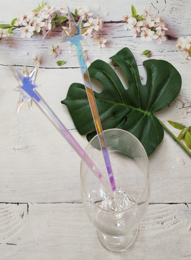 XIAOYUE Pack of 20 North Star Stir Sticks, Cocktail Drink Stir Sticks, Acrylic Mad Men Style Drink Stirrers for Party Decorations (Rainbow) - Image 1