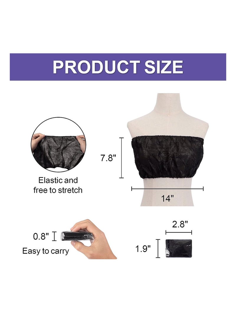 globalstar Globalstar Disposable Non-Woven Bra Tube Top – Black, Adjustable Tie, Hygienic & Breathable – 50pcs BW-102  - Image 2