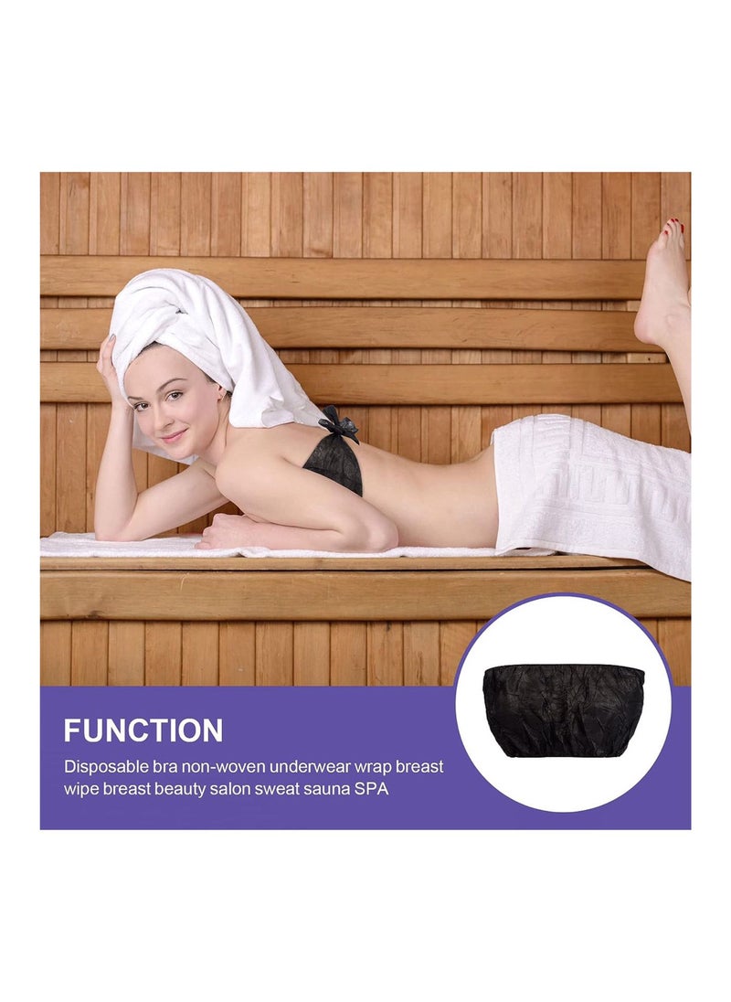 globalstar Globalstar Disposable Non-Woven Bra Tube Top – Black, Adjustable Tie, Hygienic & Breathable – 50pcs BW-102  - Image 3