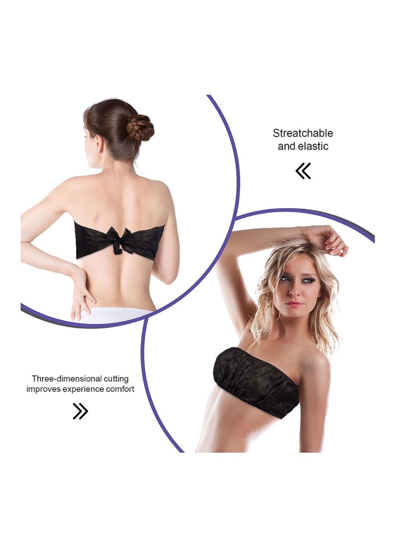 globalstar Globalstar Disposable Non-Woven Bra Tube Top – Black, Adjustable Tie, Hygienic & Breathable – 50pcs BW-102  - Image 4