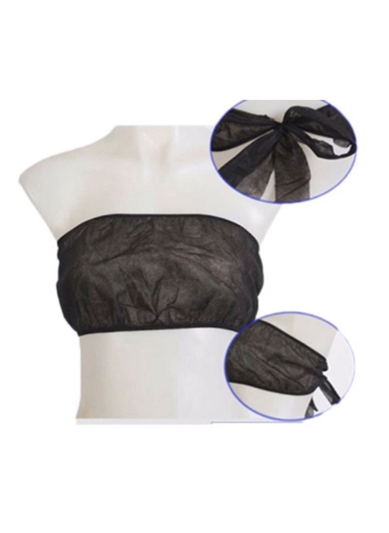 globalstar Globalstar Disposable Non-Woven Bra Tube Top – Black, Adjustable Tie, Hygienic & Breathable – 50pcs BW-102  - Image 1