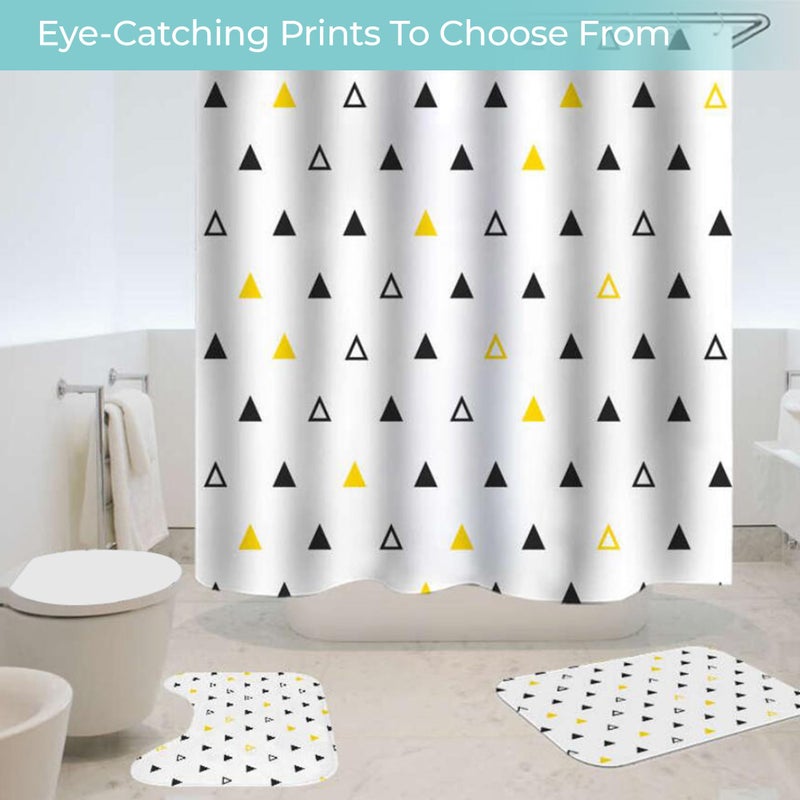 The Better Home مجموعة ستارة الحمام وسجادة الحمام (3 قطع) | ستائر حمام بطول 6 أقدام | سجادة مضادة للانزلاق على شكل U لارضية الحمام | سجادة غير قابلة للانزلاق للحمام | مقاومة للعفن | مثلثات ثلاثية - Image 5