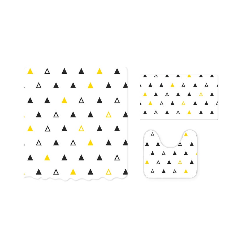 The Better Home مجموعة ستارة الحمام وسجادة الحمام (3 قطع) | ستائر حمام بطول 6 أقدام | سجادة مضادة للانزلاق على شكل U لارضية الحمام | سجادة غير قابلة للانزلاق للحمام | مقاومة للعفن | مثلثات ثلاثية - Image 2