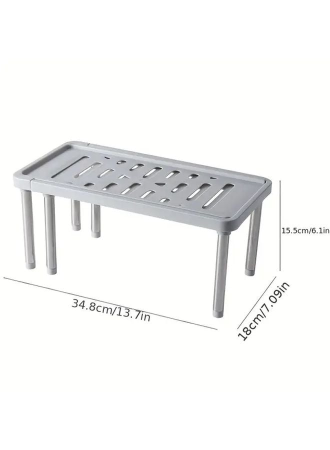 White Expandable Kitchen Cabinet Organizer Shelf PP Material Space Saving For Pantry Countertop - Image 5