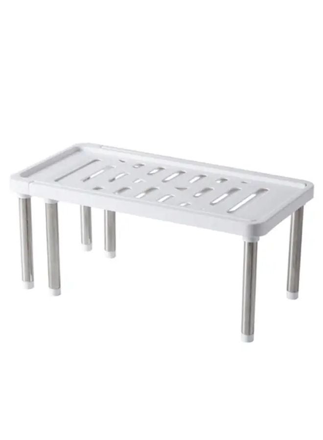 White Expandable Kitchen Cabinet Organizer Shelf PP Material Space Saving For Pantry Countertop - Image 1