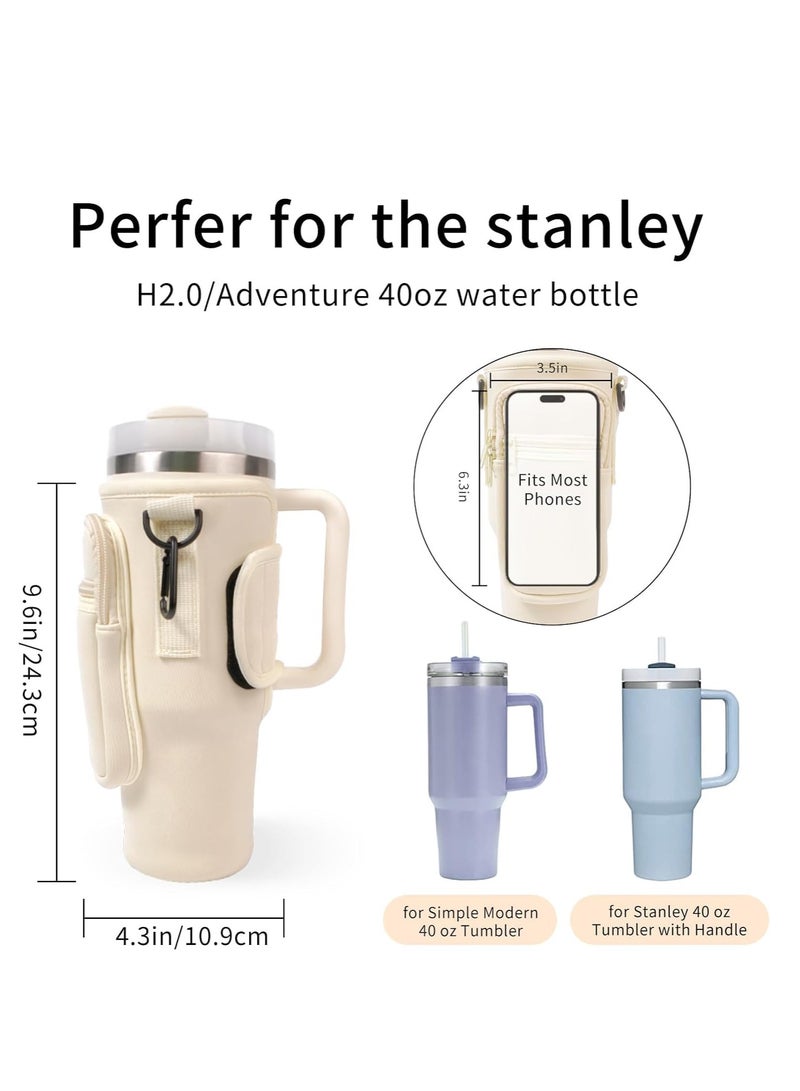 Water Bottle Holder With Strap 40 oz Tumbler With Handle, With Cell Phone Pocket and Adjustable Shoulder Strap Tumbler Accessories - Water Bottle Sleeve For Outdoors  - Image 3