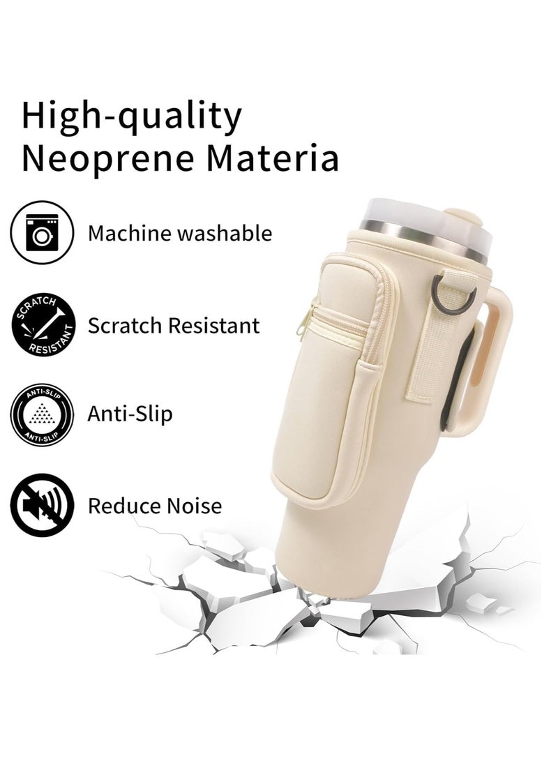 Water Bottle Holder With Strap 40 oz Tumbler With Handle, With Cell Phone Pocket and Adjustable Shoulder Strap Tumbler Accessories - Water Bottle Sleeve For Outdoors  - Image 4