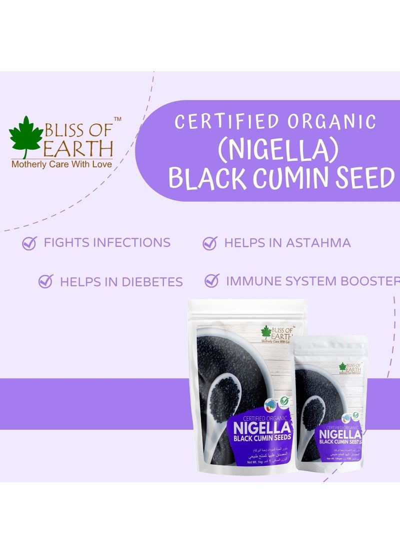 BLISS OF EARTH Certified Organic Black Cumin Kalonji Nigella Seeds 100GM  - Image 2