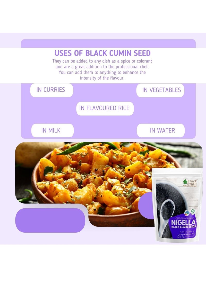 BLISS OF EARTH - Certified Organic Black Cumin Kalonji Nigella Seeds 100GM - Image 1