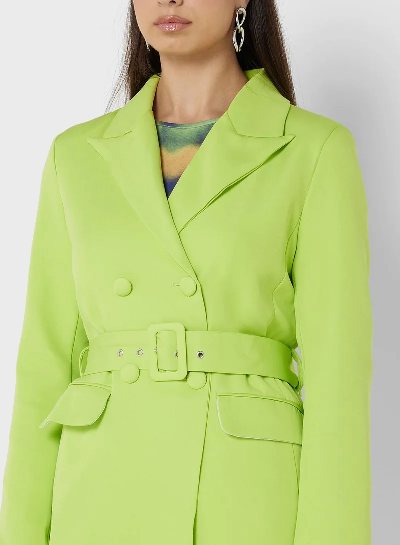 ELLA Classic Longline Blazer With Belt Detail