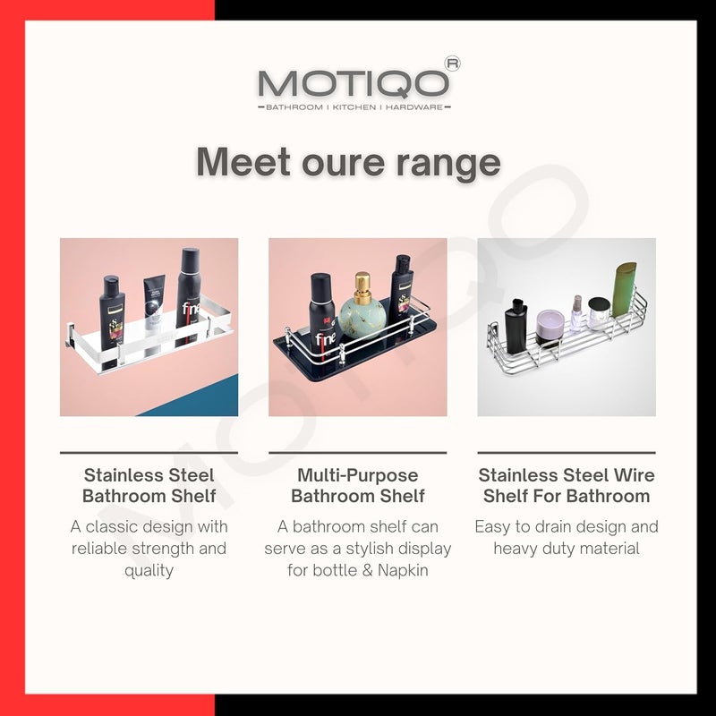 MOTIQO Premium Rectangular 8MM Frosted Glass Multipurpose Shelf with Brass Railling for Bathroom Kitchen Living Room Wall Shelves 15x6 inch Combo Pack of 2 - Image 5