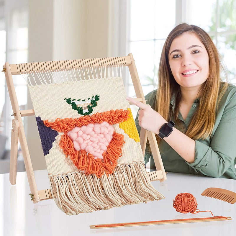 WILLOWDALE Weaving Loom, 16.5" L x 15.7" W Wooden Loom Kit,Tapestry Loom for Creative DIY Weaving Art & Crafts, Ideal for Kids, Beginners, Adults - Image 5