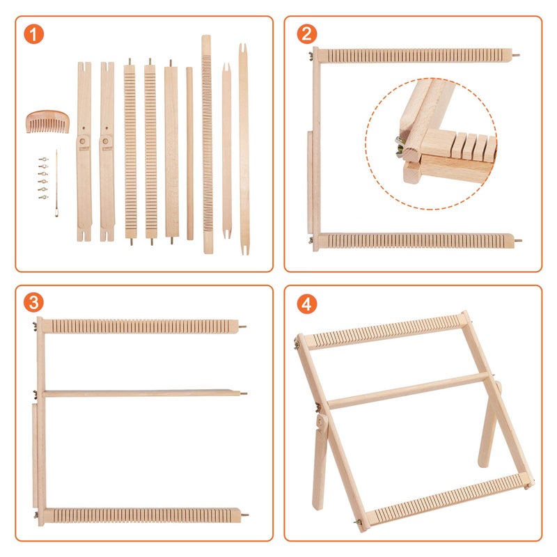 WILLOWDALE Weaving Loom, 16.5" L x 15.7" W Wooden Loom Kit,Tapestry Loom for Creative DIY Weaving Art & Crafts, Ideal for Kids, Beginners, Adults - Image 3