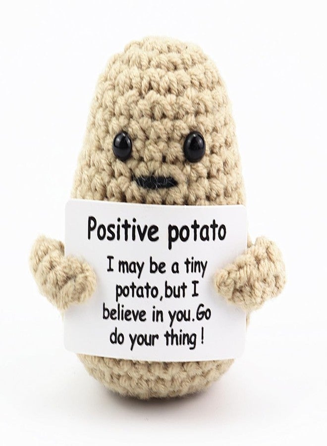 Kinteshun Knitted Emotional Support Plush Positive Doll Toy with Motivational Card Desk or Car Accessories for Friends Birthday Party Decorations (Positive Potato) - Image 1